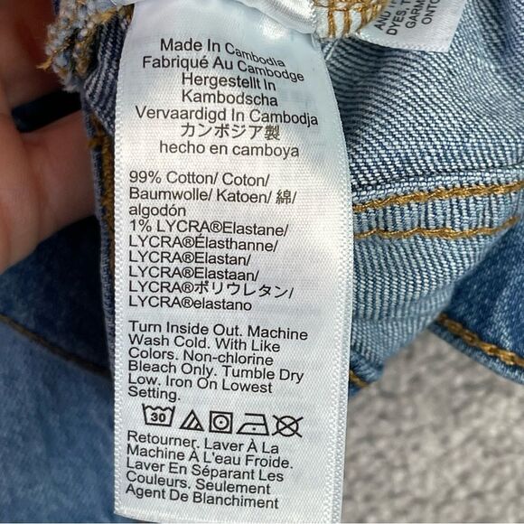 J. Crew Factory Jeans Women's 26 Blue Flare Crop Mid-Rise Dark Denim Distressed - Picture 6 of 11